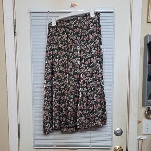 Torrid Black Floral Liquid Woven Midi Skirt